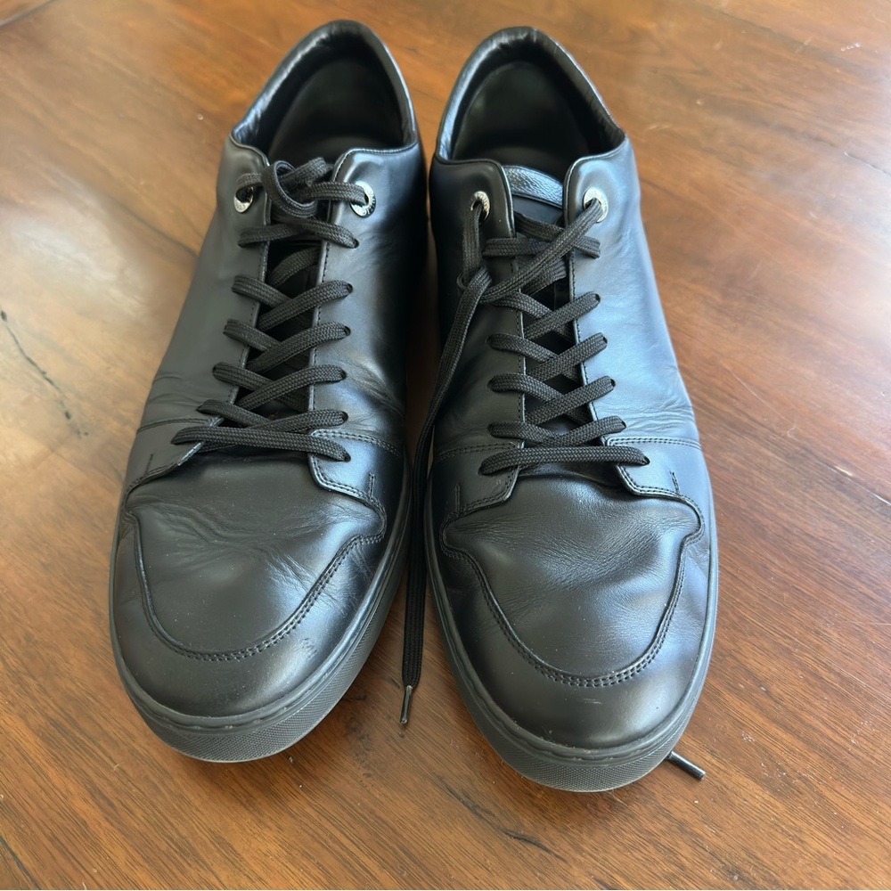 Louis Vuitton Line Up Damier Sneakers Mens Black Leather Shoes Size 10.5 US 11.5 - Picture 3 of 6
